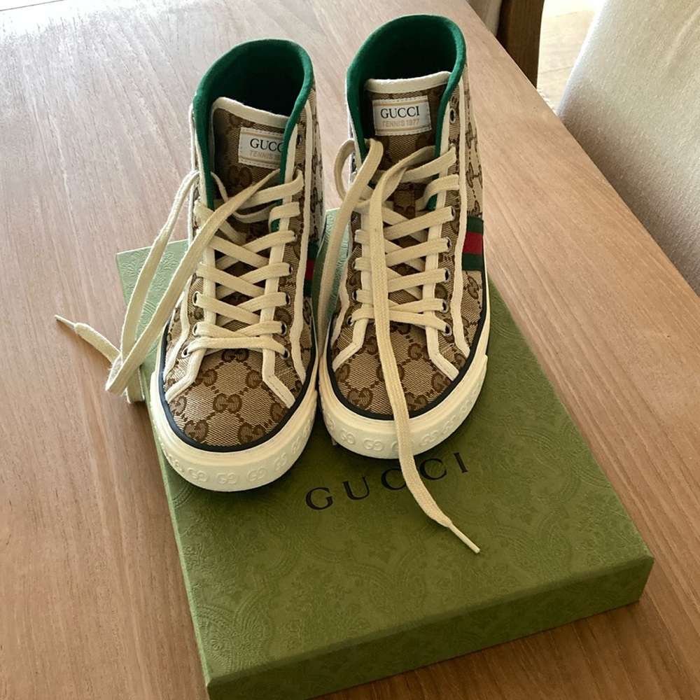 Gucci Brown and Green Designer Sneakers